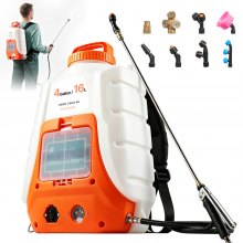 VEVOR Battery Powered Backpack Sprayer, 0-90 PSI Adjustable Pressure, 4 Gallon Tank, Back Pack Sprayer with 8 Nozzles and 2 Wands, 12V 8Ah Battery, Wide Mouth Lid for Weeding, Spraying, Cleaning