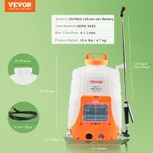 VEVOR Battery Powered Backpack Sprayer 4 Gal Tank 0-90 PSI Adjustable Pressure