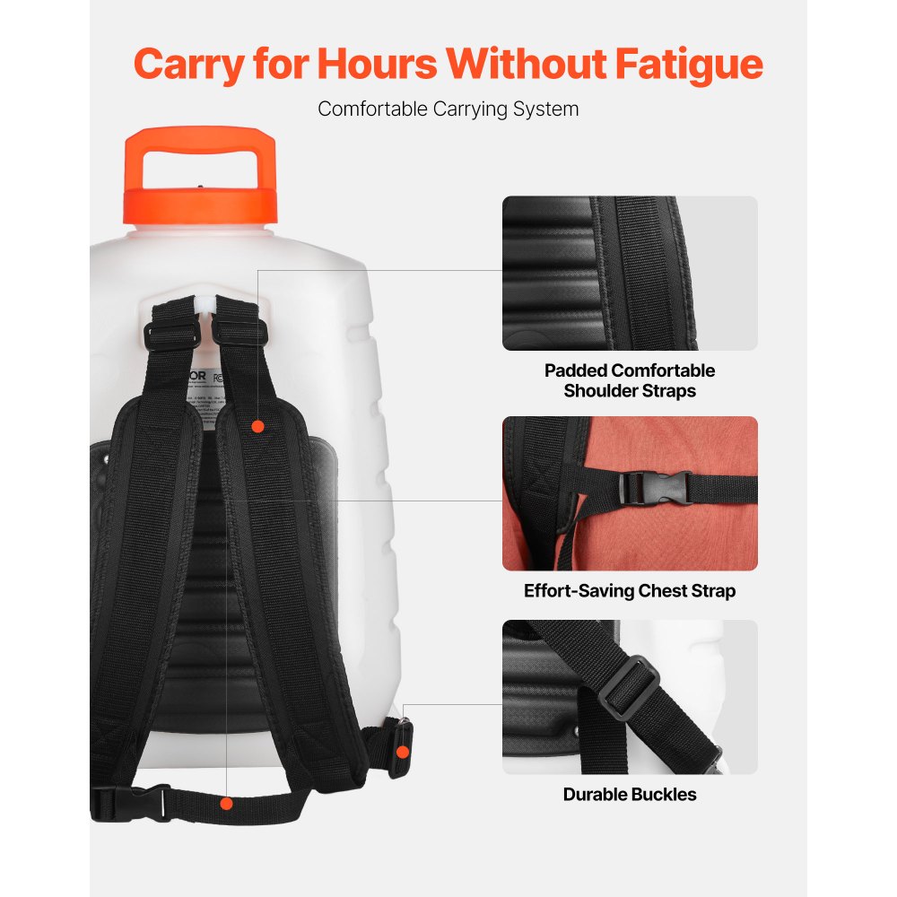 VEVOR Battery Powered Backpack Sprayer 15.1 L Tank 0-90 PSI Adjustable Pressure