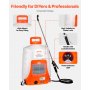 VEVOR Battery Powered Backpack Sprayer 15.1 L Tank 0-90 PSI Adjustable Pressure