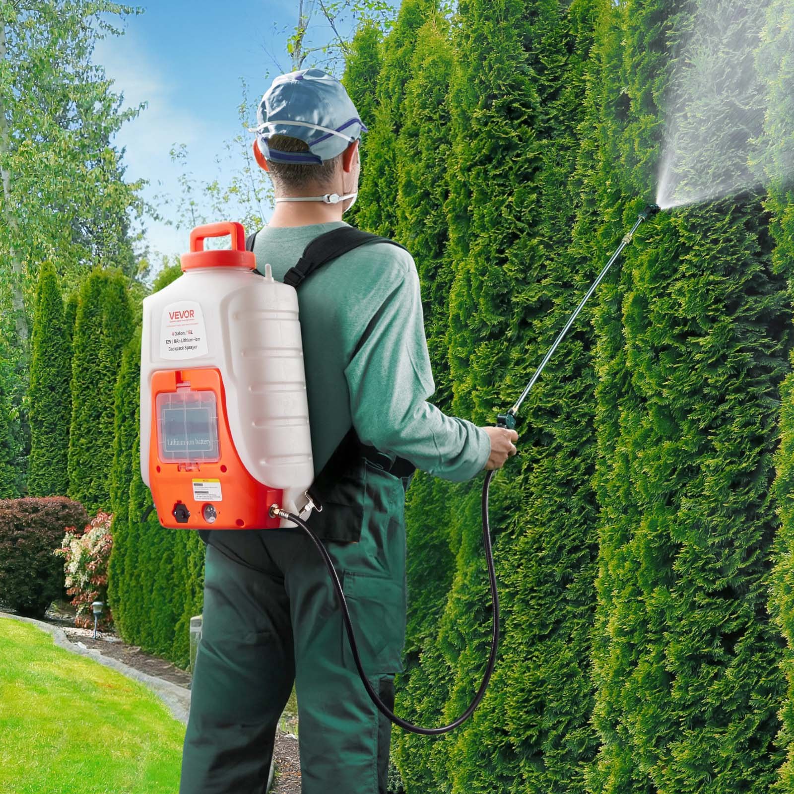 VEVOR Battery Powered Backpack Sprayer 15.1 L Tank 0-90 PSI Adjustable Pressure