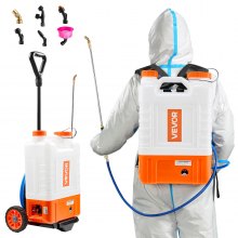 VEVOR Battery Powered Backpack Sprayer with Cart, 0-94 PSI Adjustable Pressure, 4 Gallon Tank on Wheels, with 8 Nozzles and 2 Wands, 12V 7.2Ah Battery, Wide Mouth Lid for Weeding, Spraying, Cleaning