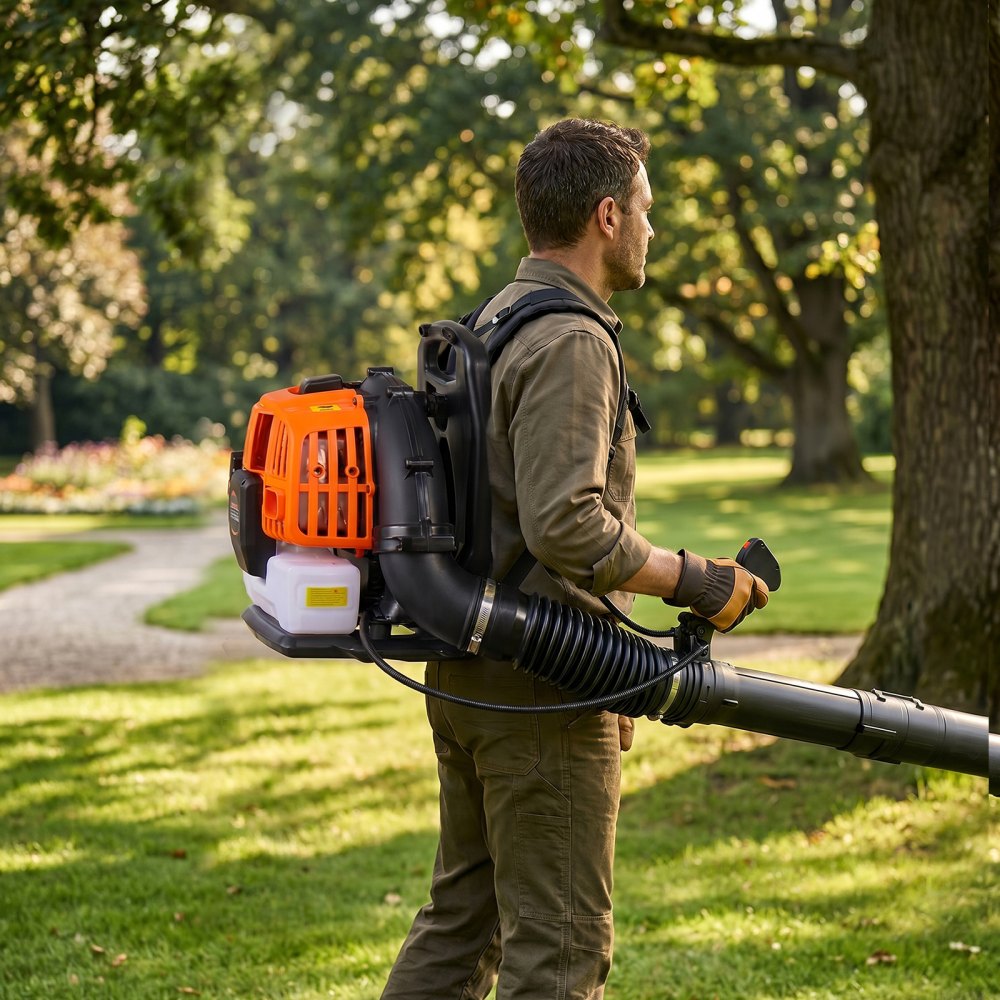 VEVOR Backpack Leaf Blower, 43CC 2-Stroke Engine Gas Powered Leaf Blower with 1.38L Fuel Tank, 815 m³/h Air Volume, 241 km/h Air Speed, Ideal for Lawn Care, Leaves Cleaning, Yard Debris & Snow Removal