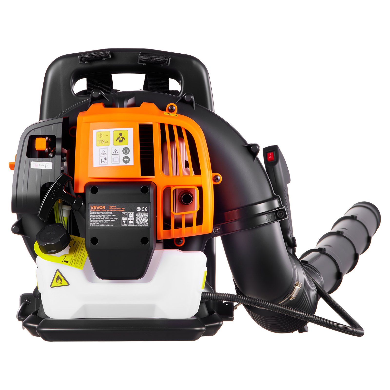 VEVOR Backpack Leaf Blower, 43CC 2-Stroke Engine Gas Powered Leaf Blower with 1.38L Fuel Tank, 815 m³/h Air Volume, 241 km/h Air Speed, Ideal for Lawn Care, Leaves Cleaning, Yard Debris & Snow Removal