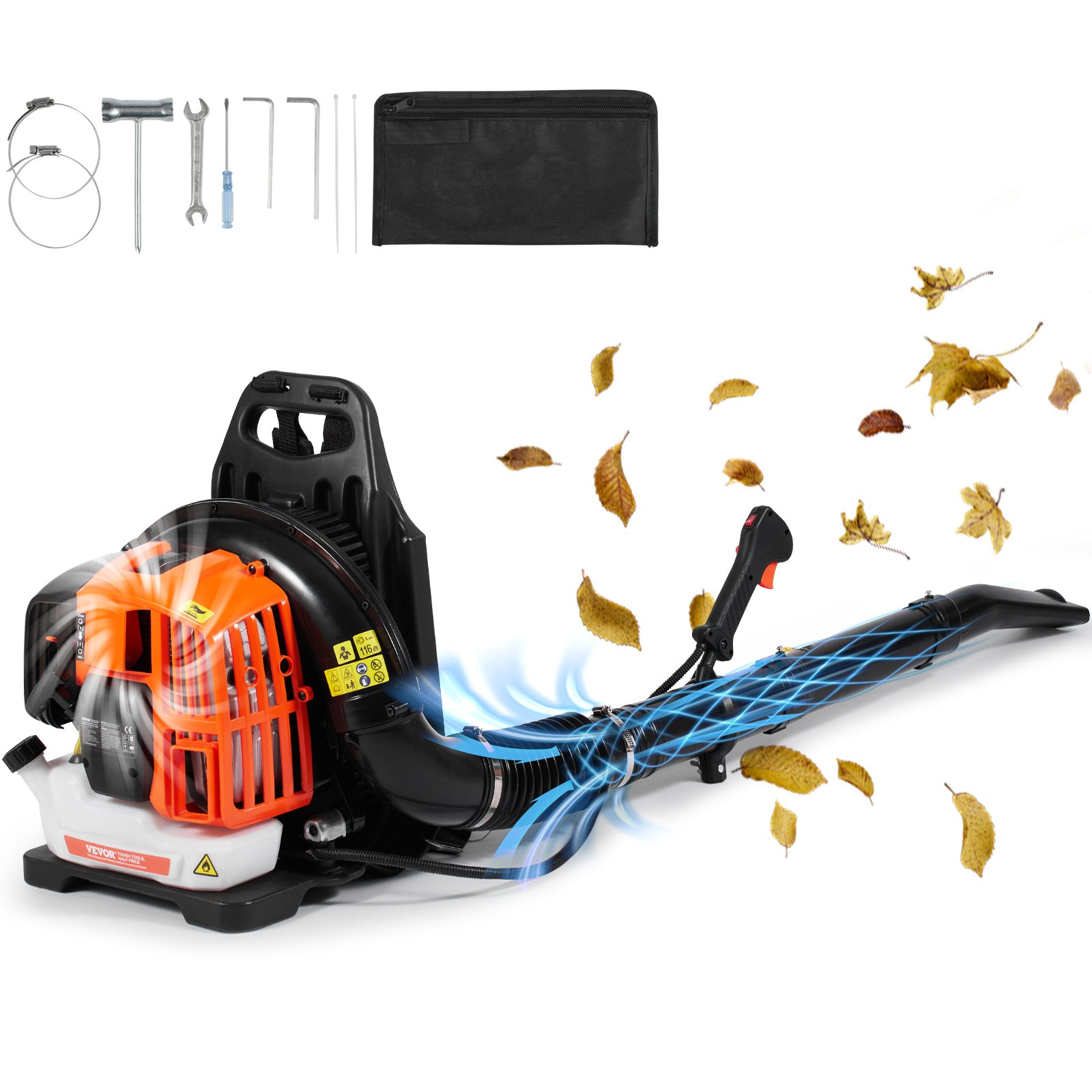 Backpack Leaf Blower, 52CC 2-Cycle Leaf Blower with 1.37L Fuel Tank, 480CFM Air Volume 175MPH Speed, Ideal for Lawn Care, Leaf Cleaning, and Snow Removal Backpack Leaf Blower, 52CC 2-Cycle Leaf Blower with 1.37L Fuel Tank, 480CFM Air Volume 175MPH Speed, Ideal for Lawn Care, Leaf Cleaning, and Snow Removal