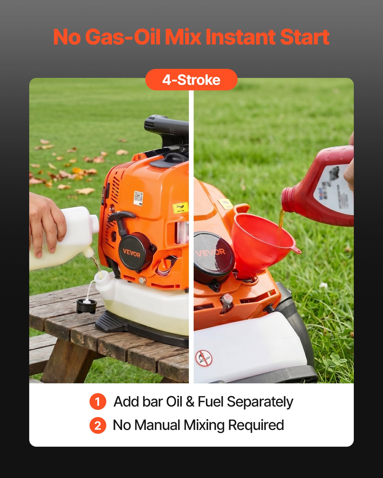VEVOR Backpack Leaf Blower, 75.6CC 4-Stroke Engine Gas Powered Leaf Blower with 1.8L Fuel Tank, 1045 m³/h Air Volume, 317 km/h Speed, Ideal for Lawn Care, Leaves Cleaning, Yard Debris & Snow Removal