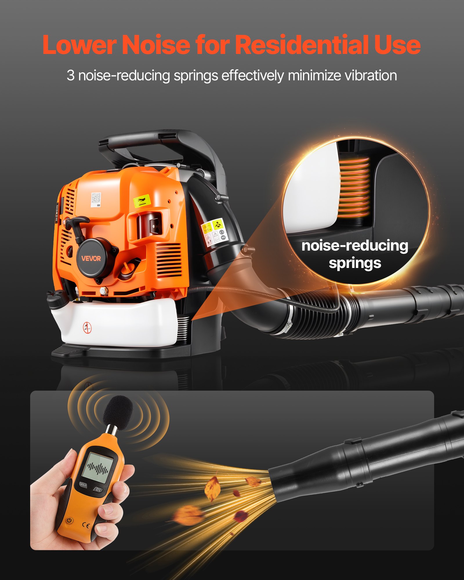 VEVOR Backpack Leaf Blower, 75.6CC 4-Stroke Engine Gas Powered Leaf Blower with 1.8L Fuel Tank, 1045 m³/h Air Volume, 317 km/h Speed, Ideal for Lawn Care, Leaves Cleaning, Yard Debris & Snow Removal