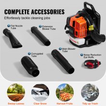 VEVOR Backpack Leaf Blower, 63CC 2-Cycle Gas Leaf Blower with 1.89L Fuel Tank, 1110CFM Air Volume 220MPH Speed, Ideal for Lawn Care, Leaf Cleaning, and Snow Removal