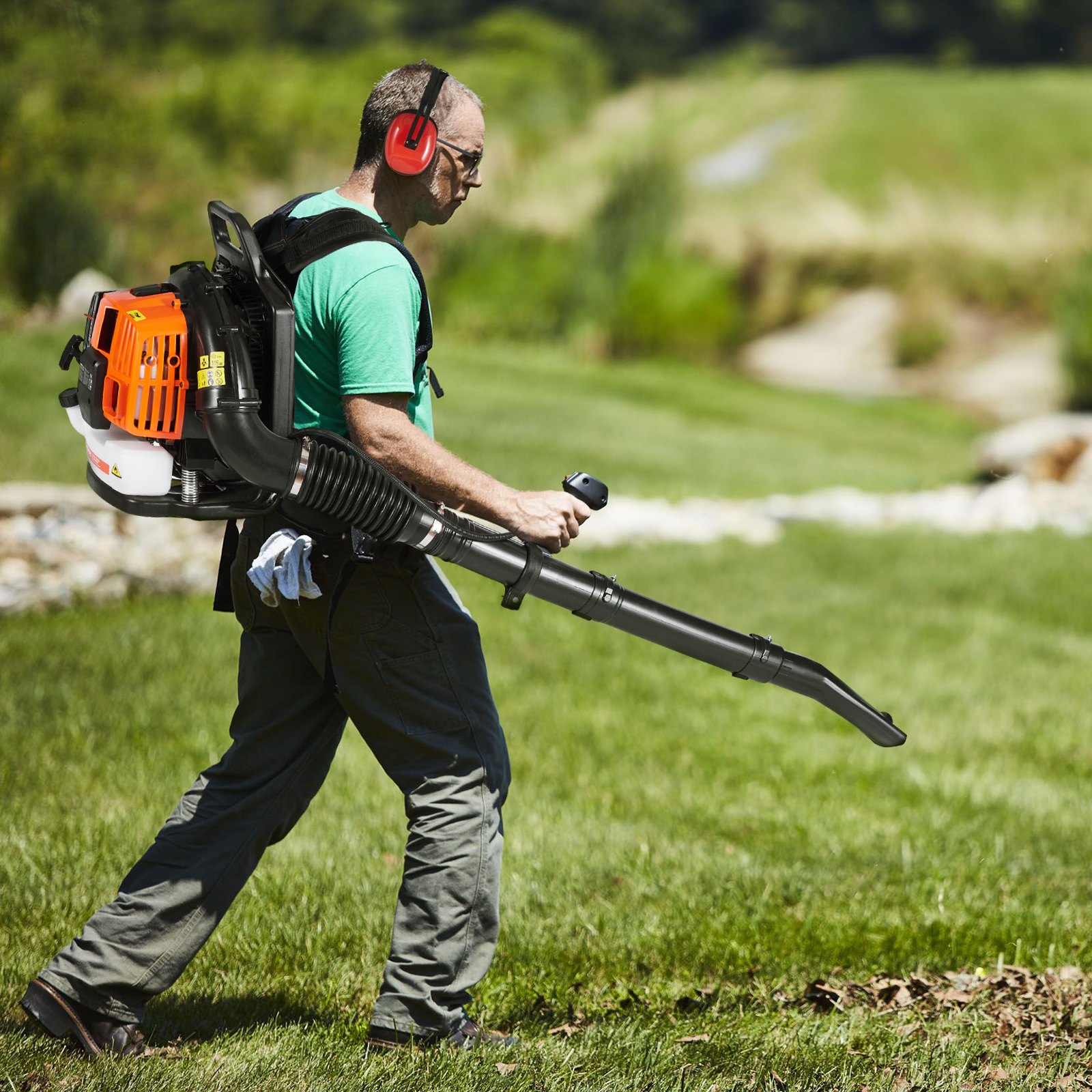 VEVOR Backpack Leaf Blower, 63CC 2-Cycle Gas Leaf Blower with 1.89L Fuel Tank, 1110CFM Air Volume 220MPH Speed, Ideal for Lawn Care, Leaf Cleaning, and Snow Removal