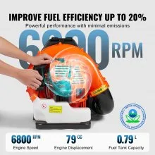 VEVOR Backpack Leaf Blower, 79CC 2-Cycle Gas Leaf Blower with 3L Fuel Tank, 930CFM Air Volume 184MPH Speed, Ideal for Lawn Care, Leaf Cleaning, and Snow Removal