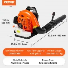 VEVOR Backpack Leaf Blower, 79CC 2-Cycle Gas Leaf Blower with 3L Fuel Tank, 930CFM Air Volume 184MPH Speed, Ideal for Lawn Care, Leaf Cleaning, and Snow Removal