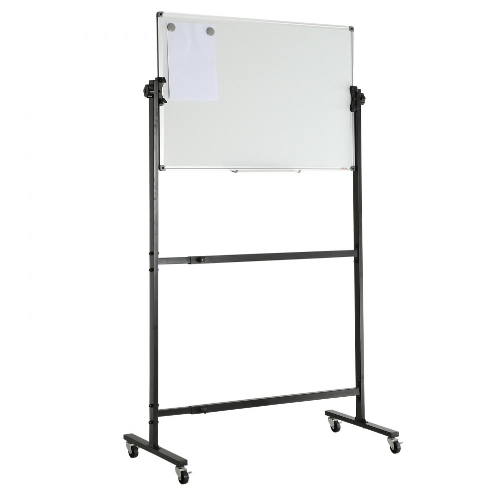 VEVOR 91.5x61cm Rolling Magnetic Whiteboard, Double-sided Mobile Whiteboard, Adjustable Height Dry Erase Board with Wheels, 1 Magnetic Erase & 3 Dry Erase Markers & Movable Tray Office, School