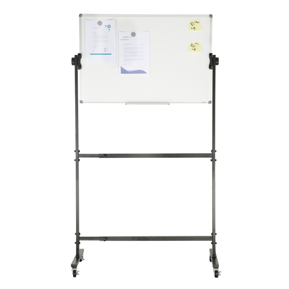 VEVOR 91.5x61cm Rolling Magnetic Whiteboard, Double-sided Mobile Whiteboard, Adjustable Height Dry Erase Board with Wheels, 1 Magnetic Erase & 3 Dry Erase Markers & Movable Tray Office, School
