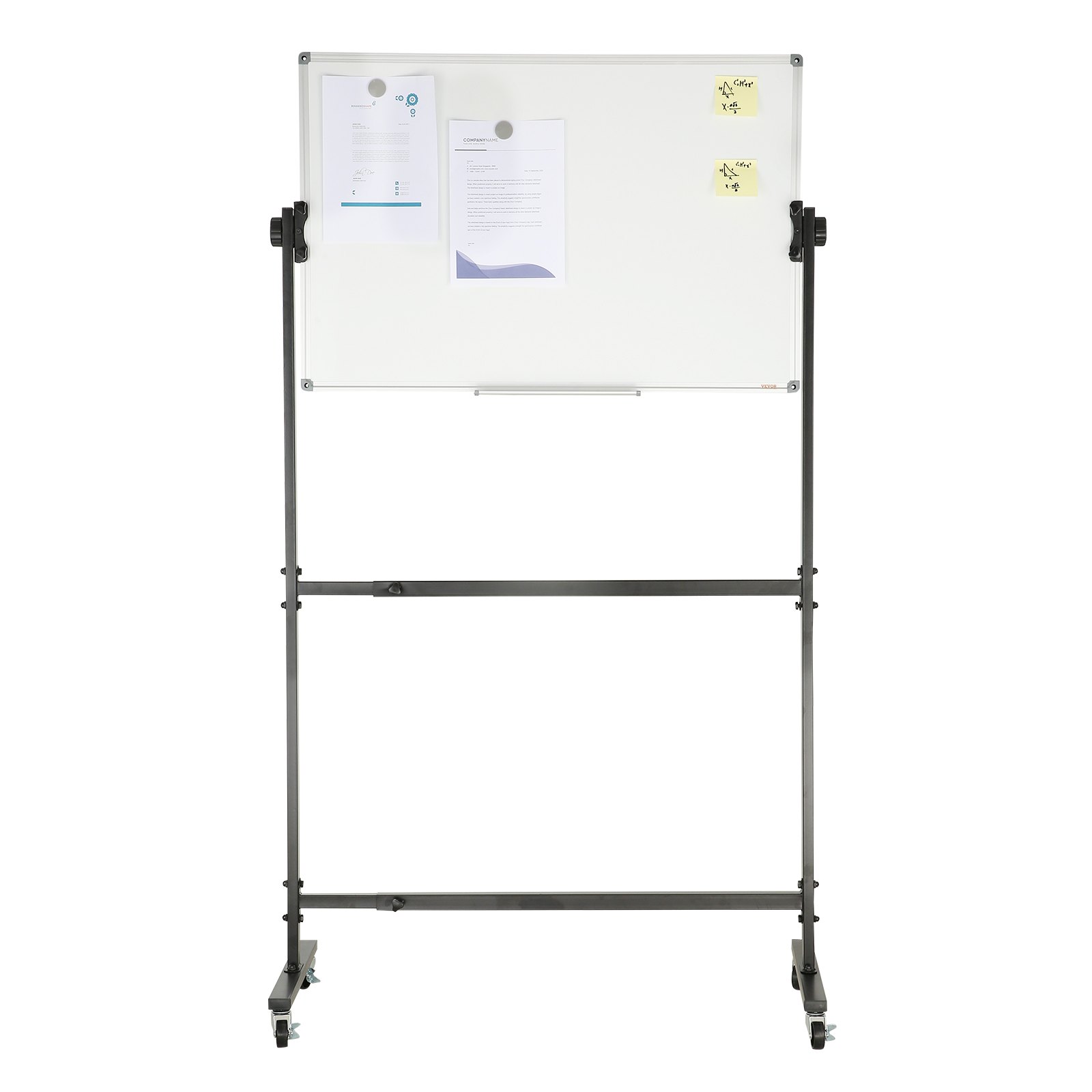 VEVOR 91.5x61cm Rolling Magnetic Whiteboard, Double-sided Mobile Whiteboard, Adjustable Height Dry Erase Board with Wheels, 1 Magnetic Erase & 3 Dry Erase Markers & Movable Tray Office, School