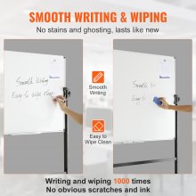 VEVOR Rolling Magnetic Whiteboard, Double-sided Mobile Whiteboard 48x36 Inches, Adjustable Height Dry Erase Board with Wheels, 1 Magnetic Erase & 3 Dry Erase Markers & Movable Tray for Office School