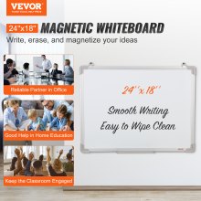 Tablă albă magnetică VEVOR, 24 x 18 inchi, tablă de ștergere uscată pentru perete cu cadru din aluminiu, tablă albă include 1 ștergere magnetică și 2 markere de ștergere uscată și tavă mobilă pentru birou, acasă, restaurant și școală