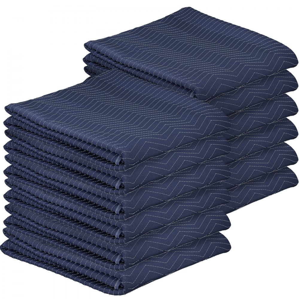 Mantas de mudanza VEVOR, 80 x 72 (peso de 42 lb/dz) - 12 paquetes, manta  de embalaje de algodón reciclado y no tejido profesional, almohadillas de