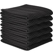 VEVOR Moving Blankets, 6 Packs - 80" x 72" (32.4 lb/dz Weight), Professional Non-Woven & Recycled Cotton Material Packing Blankets, Heavy-Duty Shipping Pads for Protecting Furniture, Floors, Black