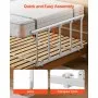 VEVOR Foldable Bed Rail for Elderly, 122 cm Bedside Assist Rail with Fixing Strap, Adjustable Height Pipe Bedside Cane, High-Strength Metal Senior Bed Bar, Hand Guard Grab Fits King, Queen, Full, Twin