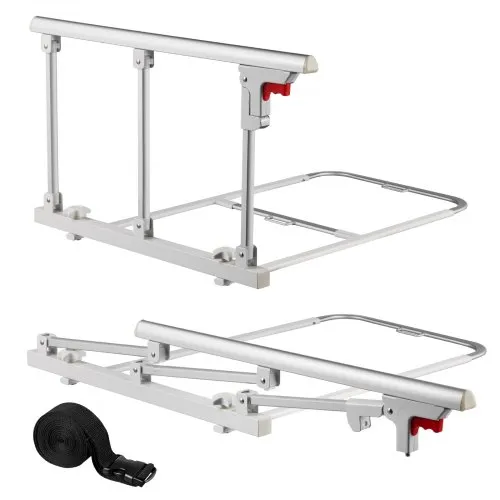 VEVOR Foldable Bed Rail for Elderly, 70 cm Bedside Assist Rail with Fixing Strap, Adjustable Height Pipe Bedside Cane, High-Strength Metal Senior Bed Bar, Hand Guard Grab Fits King, Queen, Full, Twin