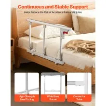 VEVOR Foldable Bed Rail for Elderly, 70 cm Bedside Assist Rail with Fixing Strap, Adjustable Height Pipe Bedside Cane, High-Strength Metal Senior Bed Bar, Hand Guard Grab Fits King, Queen, Full, Twin