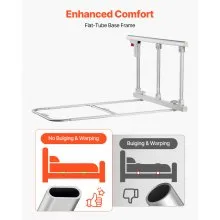 VEVOR Foldable Bed Rail for Elderly, 70 cm Bedside Assist Rail with Fixing Strap, Adjustable Height Pipe Bedside Cane, High-Strength Metal Senior Bed Bar, Hand Guard Grab Fits King, Queen, Full, Twin