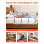 VEVOR Foldable Bed Rail for Elderly, 97 cm Bedside Assist Rail with Fixing Strap, Adjustable Height Pipe Bedside Cane, High-Strength Metal Senior Bed Bar, Hand Guard Grab Fits King, Queen, Full, Twin