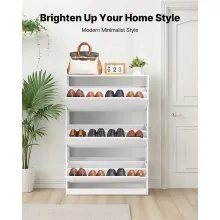 VEVOR Shoe Cabinet with 3 Flip Drawers, Modern Shoes Storage Cabinet with Anti-Tipping Device, Freestanding Shoe Rack Organizer, Ideal for Entryway, Hallway, Bedroom, Living Room, Closet, White