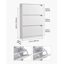 VEVOR Shoe Cabinet with 3 Flip Drawers, Modern Shoes Storage Cabinet with Anti-Tipping Device, Freestanding Shoe Rack Organizer, Ideal for Entryway, Hallway, Bedroom, Living Room, Closet, White