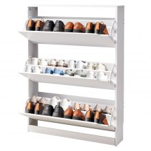 VEVOR Shoe Cabinet with 3 Flip Drawers, Modern Shoes Storage Cabinet with Anti-Tipping Device, Freestanding Shoe Rack Organizer, Ideal for Entryway, Hallway, Bedroom, Living Room, Closet, White