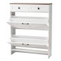 VEVOR Shoe Cabinet with 2 Flip Drawers, Farmhouse Shoes Storage Cabinet with 2 Drawers and Anti-Tipping Device, Freestanding Shoe Organizer Ideal for Entryway, Hallway, Bedroom, Living Room, White