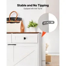 VEVOR Shoe Cabinet with 2 Flip Drawers, Farmhouse Shoes Storage Cabinet with 2 Drawers and Anti-Tipping Device, Freestanding Shoe Organizer Ideal for Entryway, Hallway, Bedroom, Living Room, White