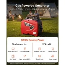 VEVOR Inverter Generator, 2900W Peak Watt Quiet Inverter Generator, Portable Inverters Generators for Home Use, Gas Powered, Compact and Lightweight Design - Stable Power, CO Sensor, Long Run Time