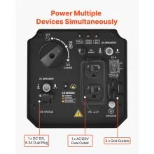 VEVOR Inverter Generator, 2900W Peak Watt Quiet Inverter Generator, Portable Inverters Generators for Home Use, Gas Powered, Compact and Lightweight Design - Stable Power, CO Sensor, Long Run Time