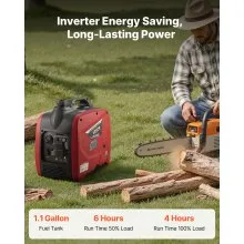 VEVOR Inverter Generator, 2900W Peak Watt Quiet Inverter Generator, Portable Inverters Generators for Home Use, Gas Powered, Compact and Lightweight Design - Stable Power, CO Sensor, Orange/Black