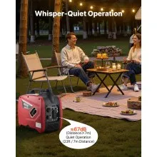 VEVOR Inverter Generator, 2900W Peak Watt Quiet Inverter Generator, Portable Inverters Generators for Home Use, Gas Powered, Compact and Lightweight Design - Stable Power, CO Sensor, Orange/Black