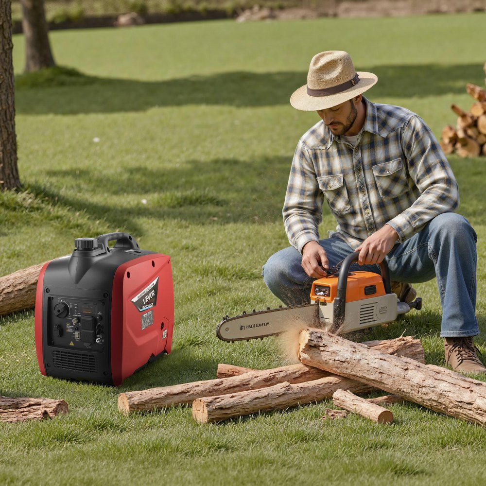 VEVOR Inverter Generator, 3000W Peak Watt Quiet Inverter Generator, Portable Inverters Generators for Home Use, Gas Powered, Compact and Lightweight Design - Stable Power, CO Sensor, Long Run Time