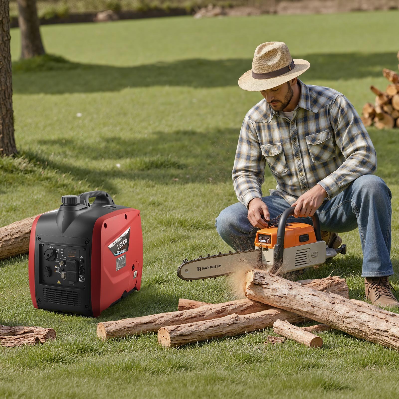 VEVOR Inverter Generator, 3000W Peak Watt Quiet Inverter Generator, Portable Inverters Generators for Home Use, Gas Powered, Compact and Lightweight Design - Stable Power, CO Sensor, Long Run Time