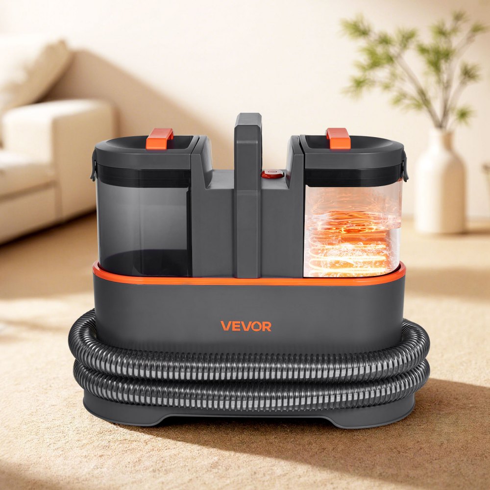VEVOR Carpet Cleaner Machine, 1.5 L Clean Water Tank & 0.8 L Dirty Water Tank, Portable Upholstery Shampooer, 11.5Kpa Handheld Furniture Extractor, Spot and Stain Deep Cleaner for Rug, Couch, Car