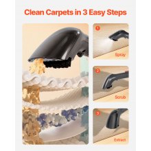 VEVOR Carpet Cleaner Machine, 1.5 L Clean Water Tank & 0.8 L Dirty Water Tank, Portable Upholstery Shampooer, 11.5Kpa Handheld Furniture Extractor, Spot and Stain Deep Cleaner for Rug, Couch, Car