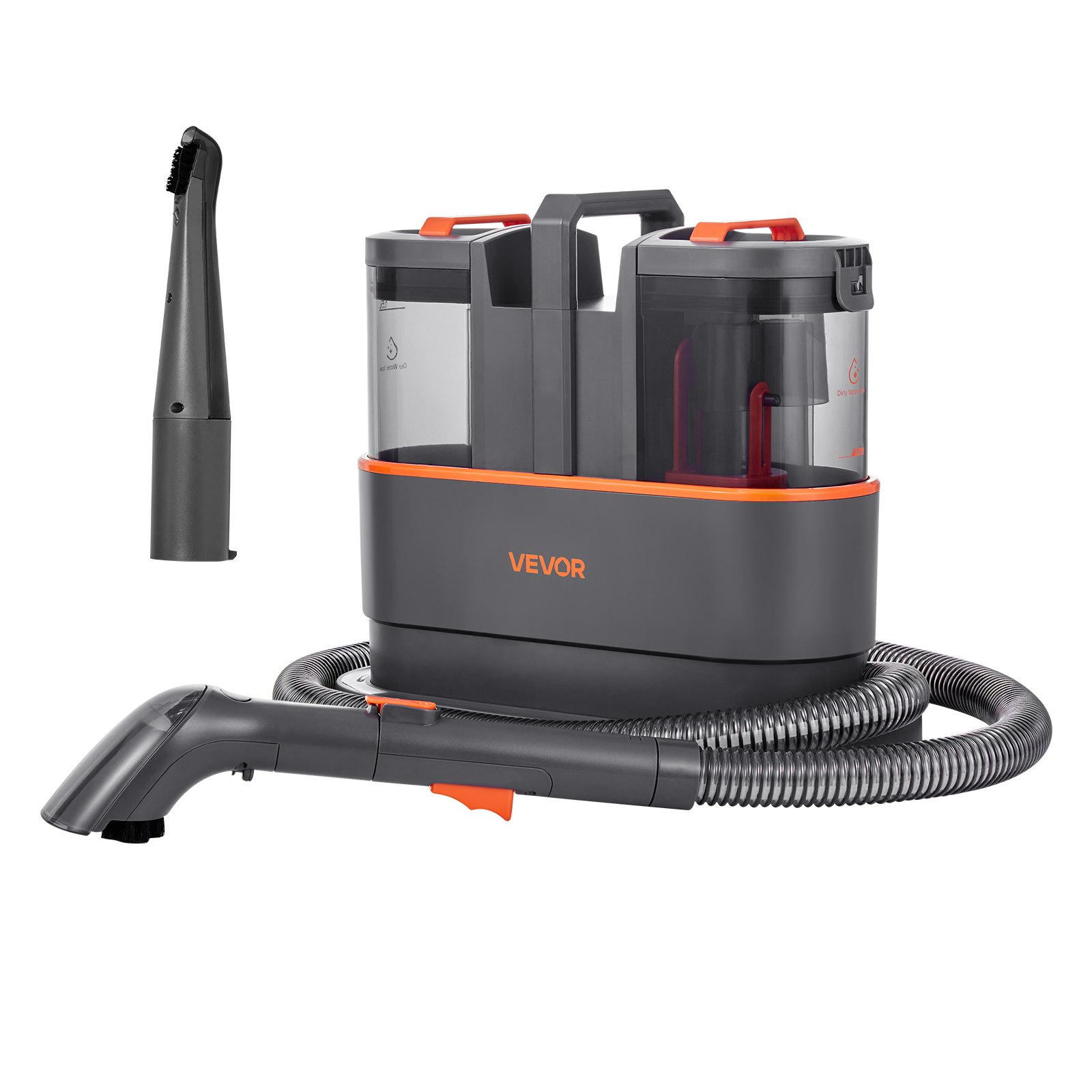 VEVOR Carpet Cleaner Machine, 1.5 L Clean Water Tank & 0.8 L Dirty Water Tank, Portable Upholstery Shampooer, 11.5Kpa Handheld Furniture Extractor, Spot and Stain Deep Cleaner for Rug, Couch, Car