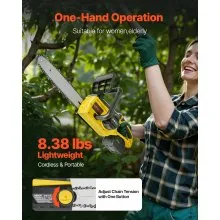 VEVOR Cordless Chainsaw, 20V 12-Inch Brushless Chainsaw Battery Powered, 4.0Ah Battery and Rapid Charger Included, Handheld Electric Chain Saw for Tree Felling, Wood Cutting, Pruning, and Trimming