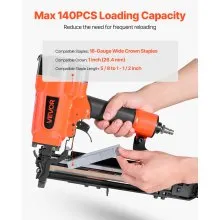 VEVOR Pneumatic Staple Gun, 16 Gauge 26.4mm Wide Crown Pneumatic Stapler 16mm to 38mm Length, 70-120PSI Air Staple Gun with Two Firing Modes for Roof Decking, Wall Sheathing, Fencing, Subflooring