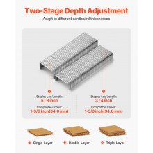 VEVOR Pneumatic Carton Closing Stapler, 13 Gauge Pneumatic Cardboard Staple Gun for 34.8mm Crown 16mm & 19mm Length, Depth-Adjustable 70-120 PSI Air Staple Gun for Boxes Carton Closing, Packaging
