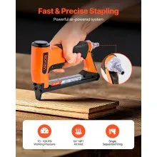 VEVOR Pneumatic Staple Gun, 21 Gauge Air Upholstery Stapler for 80 Series Fine Wire Staples 1/2" Crown 1/4"-5/8" Length, Max 150PCS Loading Air Staple Gun for Upholstering, Woodworking, DIY Projects