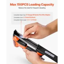 VEVOR Pneumatic Staple Gun, 21 Gauge Air Upholstery Stapler for 80 Series Fine Wire Staples 1/2" Crown 1/4"-5/8" Length, Max 150PCS Loading Air Staple Gun for Upholstering, Woodworking, DIY Projects