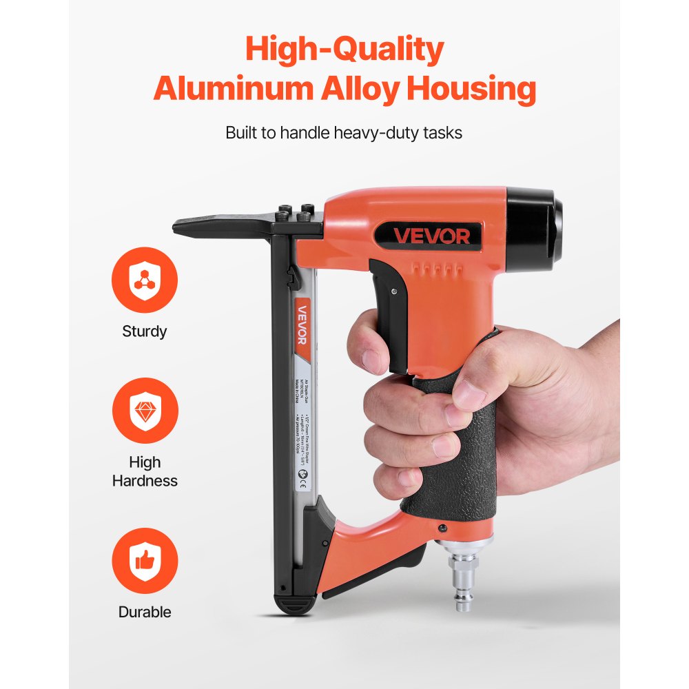 VEVOR Pneumatic Staple Gun, 21 Gauge Long-Nose Upholstery Stapler for 80 Series Fine Wire Staples 12.8mm Crown 6mm-16mm Length, Max 150PCS Loading Air Staple Gun for Upholstering, Woodworking, DIY