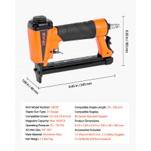 VEVOR Pneumatic Staple Gun, 21 Gauge Pneumatic Upholstery Stapler for 80 Series 12.8mm Crown 6mm-16mm Length Staples, 70-110 PSI Air Staple Gun for Woodworking, Upholstering, Crafts, DIY Projects
