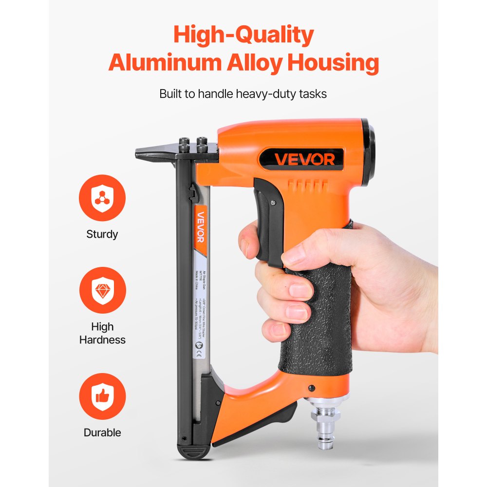 VEVOR Pneumatic Staple Gun, 22 Gauge Air Upholstery Stapler for 71 Series Fine Wire Staples 9.5mm Crown 6-16mm Length, Max 180PCS Loading Air Staple Gun for Upholstering, Woodworking, DIY Projects