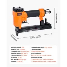 VEVOR Pneumatic Staple Gun 22 Gauge for 71 Series Fine Wire Staples 3/8" Crown